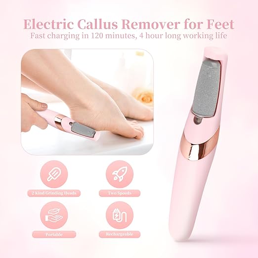 Electric Foot File, Electric Callus Remover, Rechargeable Exfoliating Foot