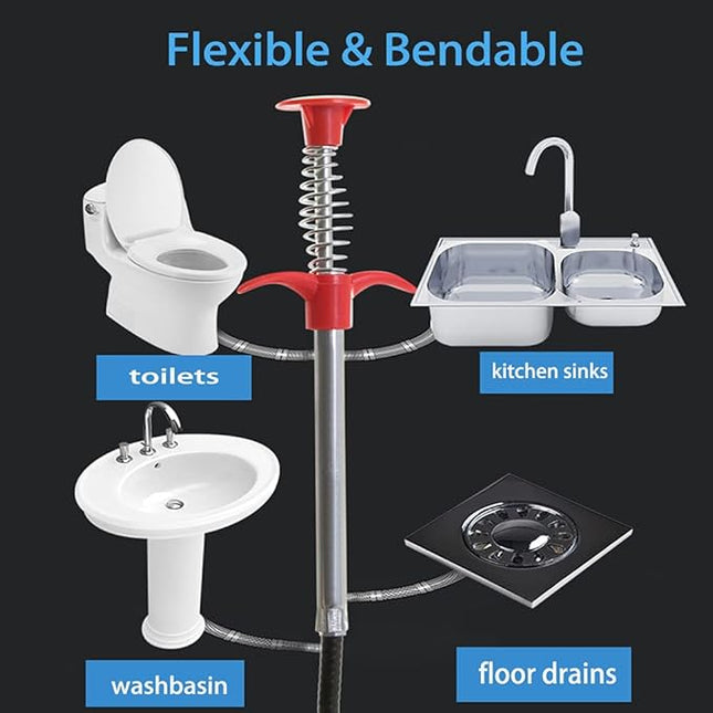 قطعتين Sink Snake Flexible Grabber Pickup Tool Retractable 4 Claw Retriever Stick Drain Clog Remover
