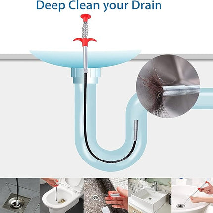قطعتين Sink Snake Flexible Grabber Pickup Tool Retractable 4 Claw Retriever Stick Drain Clog Remover