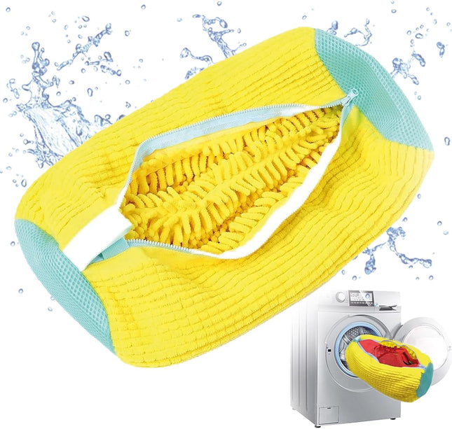 Shoe Washing Bag, Chenille Microfiber, Yellow 1pcs