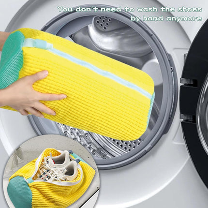 Shoe Washing Bag, Chenille Microfiber, Yellow 1pcs