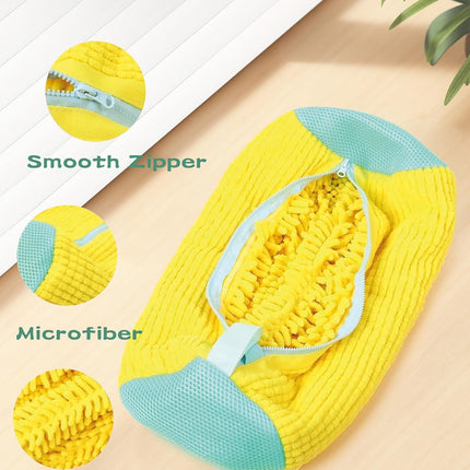 Shoe Washing Bag, Chenille Microfiber, Yellow 1pcs