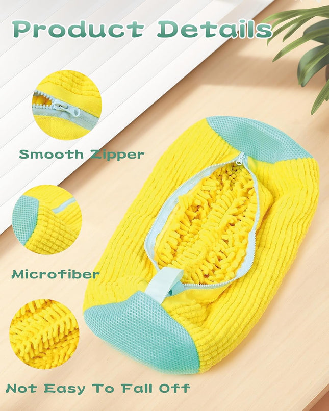 Shoe Washing Bag, Chenille Microfiber, Yellow 1pcs