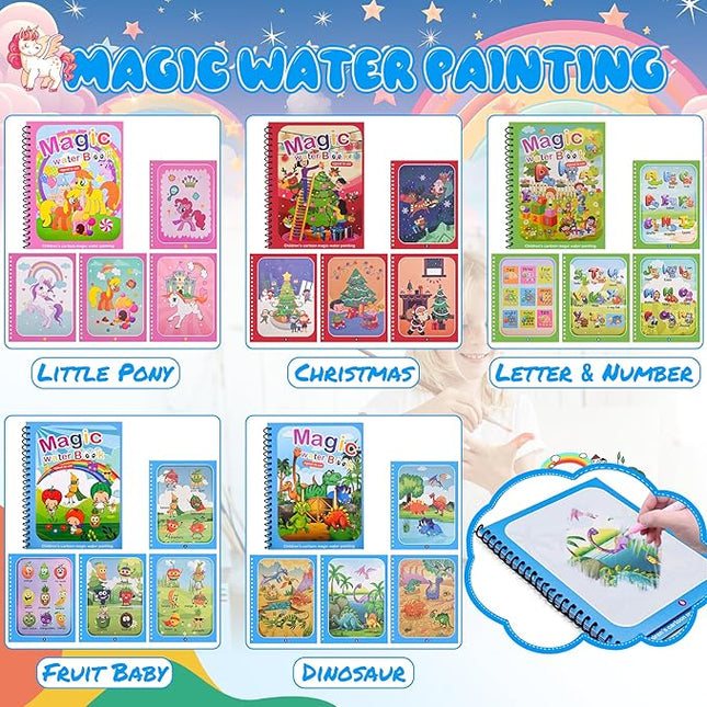 Water Magic Colouring Book 5Pcs Water Painting Books Reusable Water Colouring Books for Childre